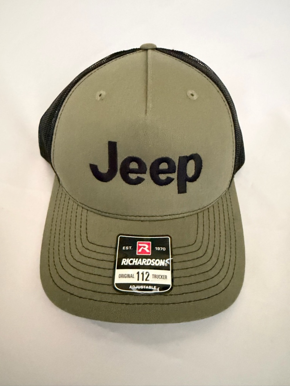 New JEEP embroidery Olive Green and Black Richardson adjust Trucker Hat